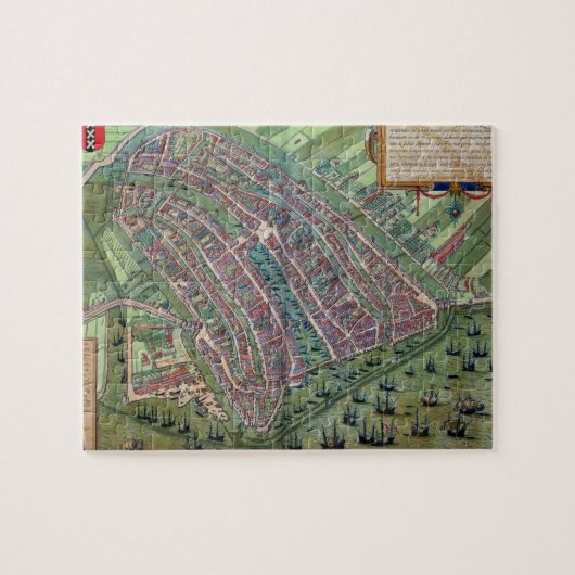 Kaart van Amsterdam, van "Civitates Orbis Terrarum Legpuzzel (Horizontaal)