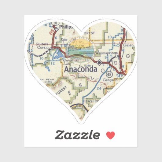  kaart van Anaconda Montana Sticker (Vel)