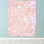 Kaart van Anaheim & Garden Grove (1965) Canvas Afdruk (Insitu (Houten vloer))