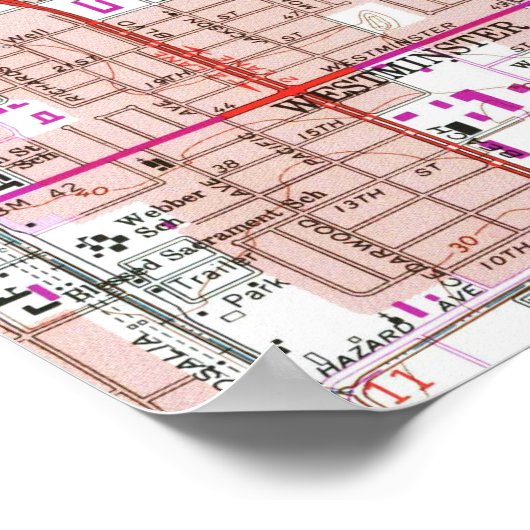  Kaart van Anaheim & Garden Grove (1965) Poster (Hoek)