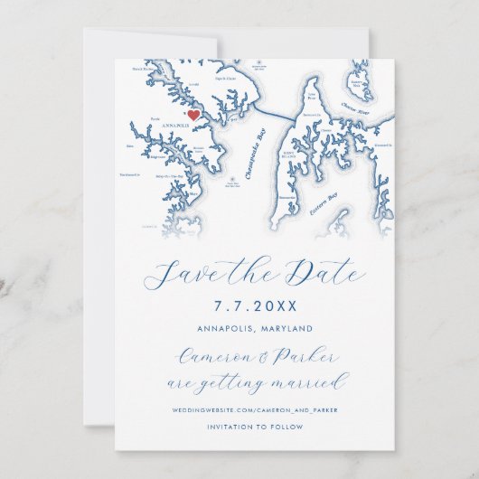 Kaart van Annapolis Maryland Navy Blue Photo (Voorkant)