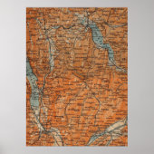  kaart van Annecy Frankrijk (1914) Poster (Voorkant)