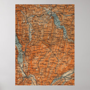  kaart van Annecy Frankrijk (1914) Poster