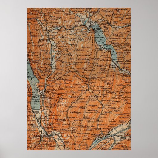  kaart van Annecy Frankrijk (1914) Poster (Voorkant)