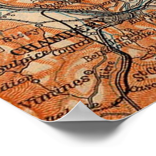  kaart van Annecy Frankrijk (1914) Poster (Hoek)