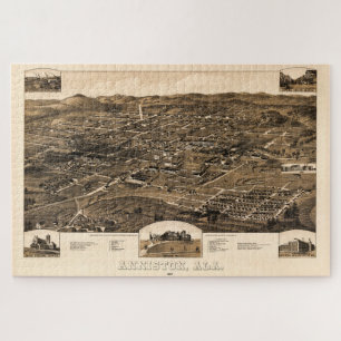  kaart van Anniston, Alabama (1887) Legpuzzel