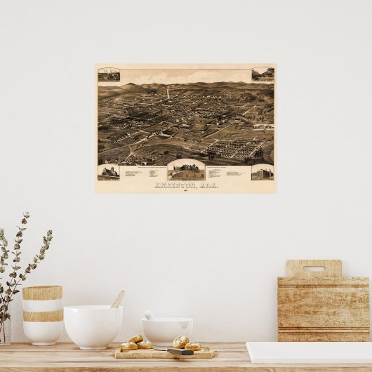  kaart van Anniston, Alabama (1887) Poster (Keuken)