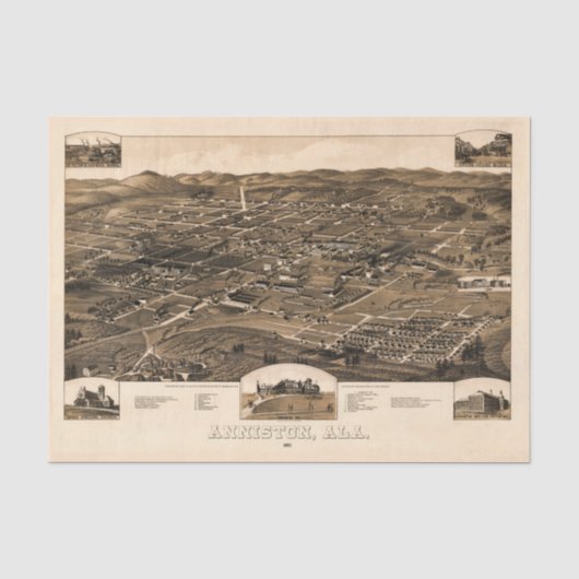 kaart van Anniston, Alabama (1887) Tissuepapier (Voorkant)