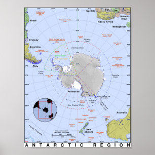 Kaart van Antarctica Poster