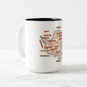  kaart van Antarctica Tweekleurige Koffiemok (Voorkant links)