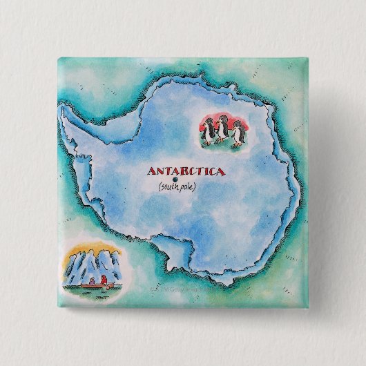 Kaart van Antarctica Vierkante Button 5,1 Cm (Voorkant)