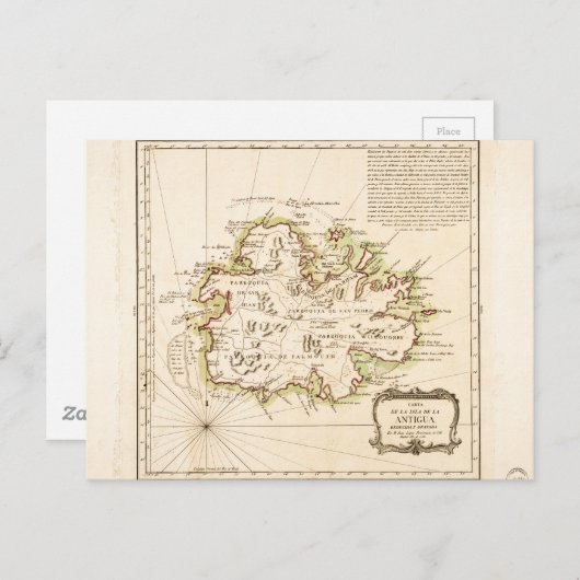 Kaart van Antigua van Juan Lopez (1780) (Voorkant / Achterkant)
