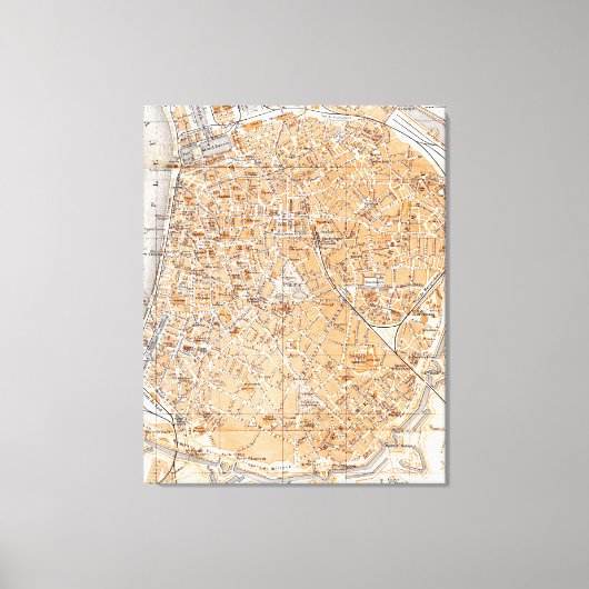 kaart van Antwerpen België (1905) Canvas Afdruk (Voorkant)