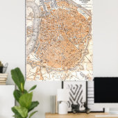  kaart van Antwerpen België (1905) Poster (Thuiskantoor)