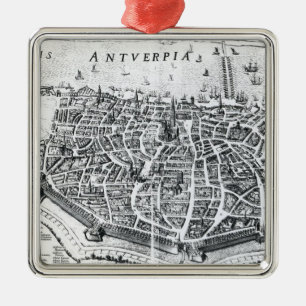 Kaart van Antwerpen Metalen Ornament