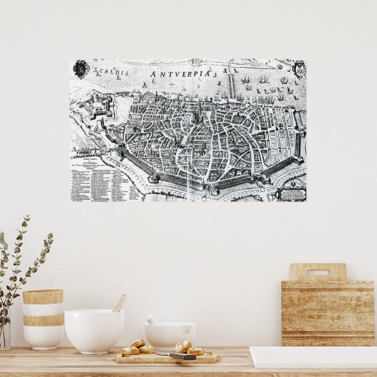 Kaart van Antwerpen Poster (Keuken)