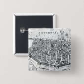 Kaart van Antwerpen Vierkante Button 5,1 Cm (Voorkant /achterkant)