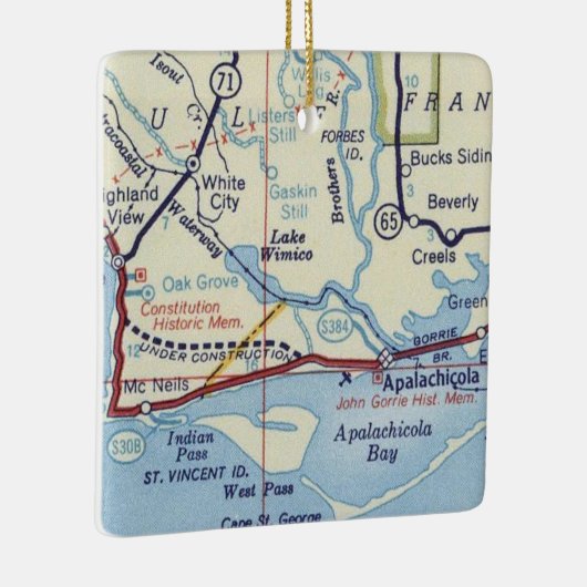  kaart van Apalachicola Keramisch Ornament (Rechts)