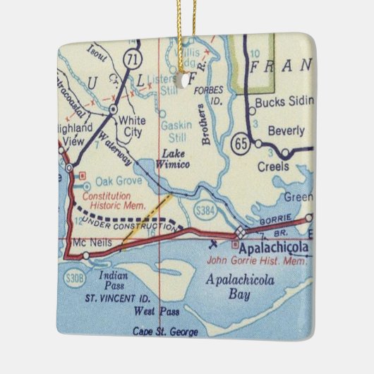  kaart van Apalachicola Keramisch Ornament (Links)