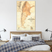 kaart van Argentinië (1882) Canvas Afdruk (Insitu (Slaapkamer))