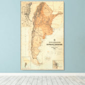kaart van Argentinië (1882) Canvas Afdruk (Insitu (Houten vloer))