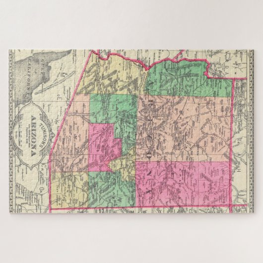  kaart van Arizona (1881) Legpuzzel (Horizontaal)