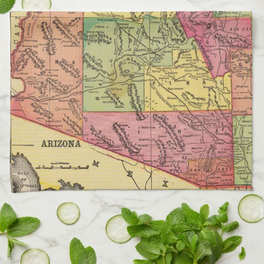  kaart van Arizona (1909) Theedoek (Gevouwen)