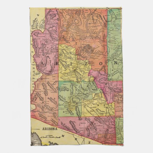  kaart van Arizona (1909) Theedoek (Verticaal)