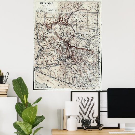  kaart van Arizona (1911) Poster (Thuiskantoor)