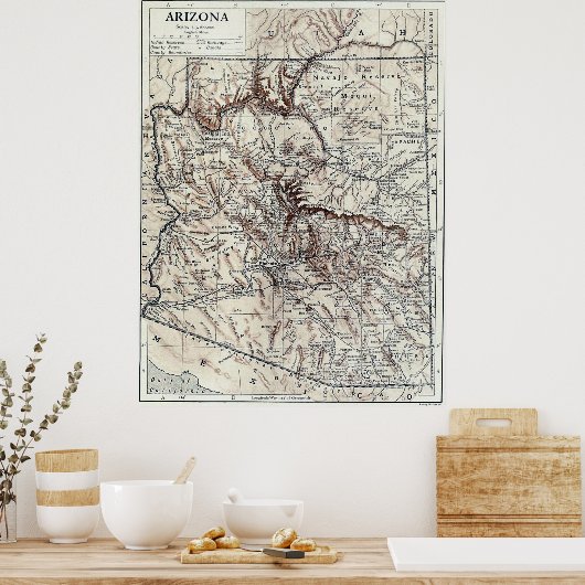  kaart van Arizona (1911) Poster (Keuken)