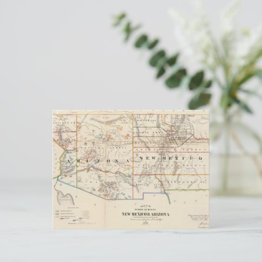  kaart van Arizona en New Mexico (1866) (Staand voorkant)