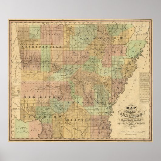 kaart van Arkansas (1839) Poster (Voorkant)