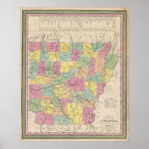  kaart van Arkansas (1853) Poster