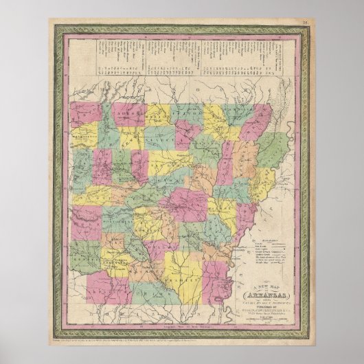 kaart van Arkansas (1853) Poster (Voorkant)