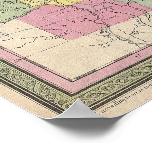  kaart van Arkansas (1853) Poster (Hoek)