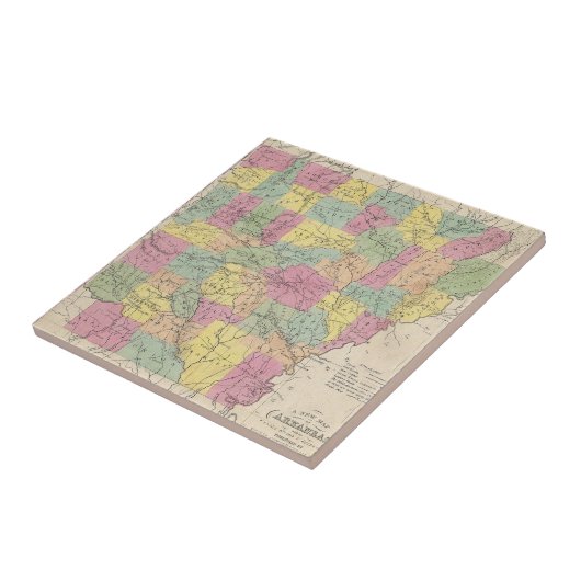 kaart van Arkansas (1853) Tegeltje (Zijkant)