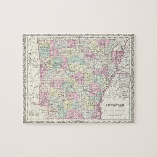  kaart van Arkansas (1855) Legpuzzel (Horizontaal)