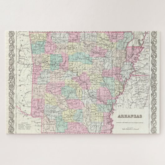  kaart van Arkansas (1855) Legpuzzel (Horizontaal)