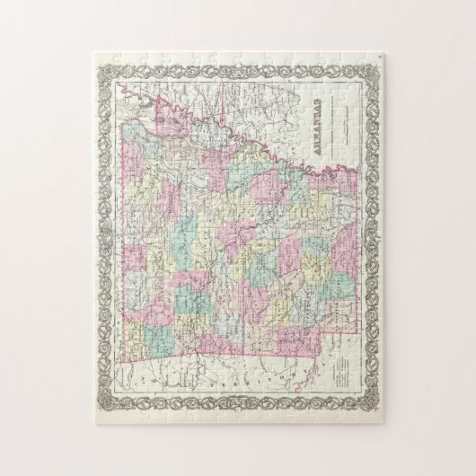  kaart van Arkansas (1855) Legpuzzel (Verticaal)