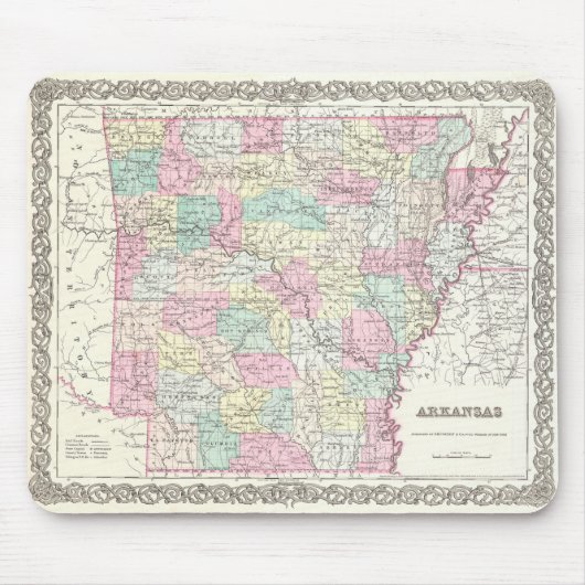  kaart van Arkansas (1855) Muismat (Voorkant)