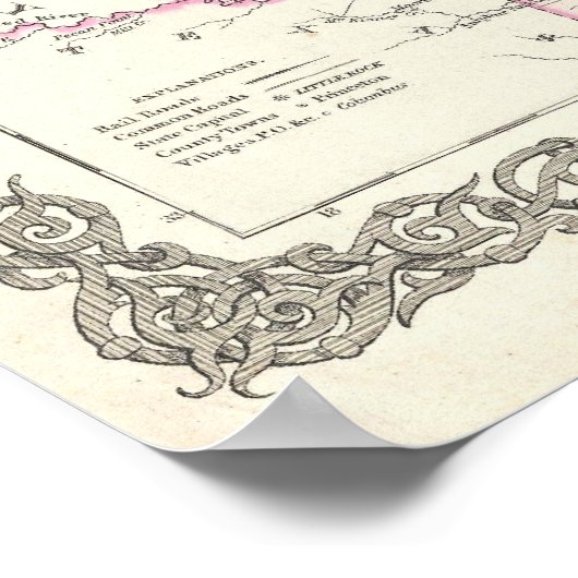  kaart van Arkansas (1855) Poster (Hoek)