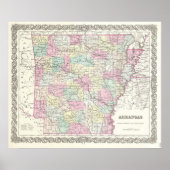  kaart van Arkansas (1855) Poster (Voorkant)