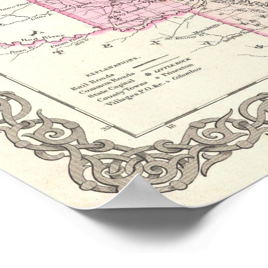  kaart van Arkansas (1855) Poster (Hoek)