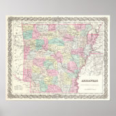  kaart van Arkansas (1855) Poster (Voorkant)