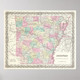  kaart van Arkansas (1855) Poster