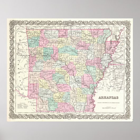  kaart van Arkansas (1855) Poster (Voorkant)