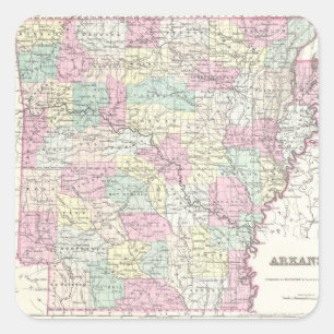 kaart van Arkansas (1855) Vierkante Sticker