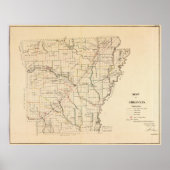  kaart van Arkansas (1866) Poster (Voorkant)