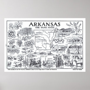  kaart van Arkansas (1912) Poster