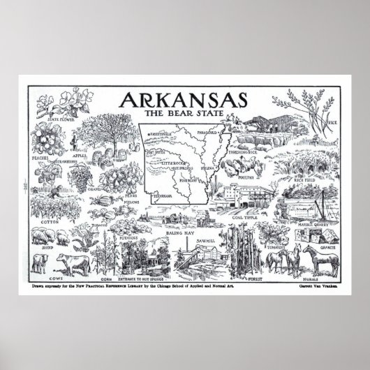 kaart van Arkansas (1912) Poster (Voorkant)
